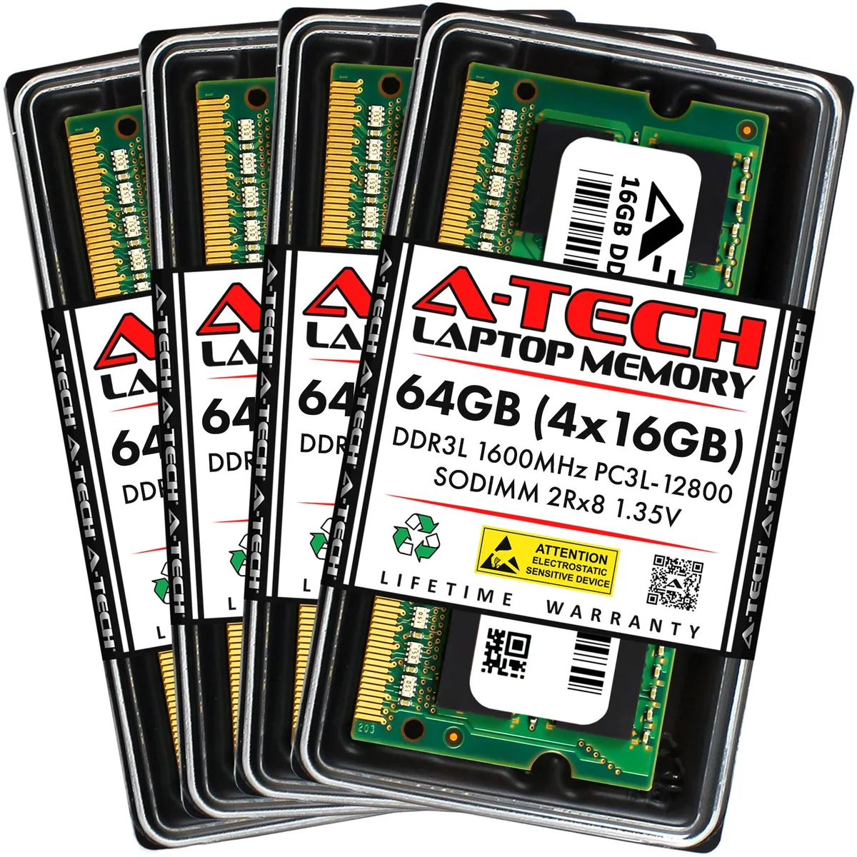 A-Tech A-Tech 64GB (4x16GB) DDR3L 1600MHz SODIMM 1.35V CL11 Quad Kit — 제품 사진