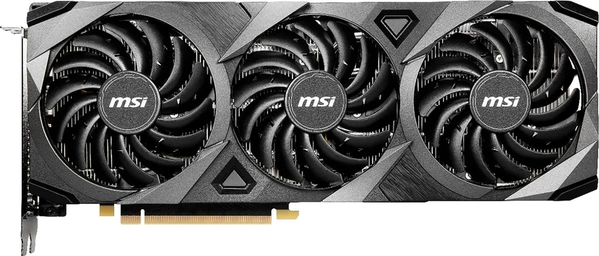 MSI GeForce RTX 3070 Ventus 3X Plus OC triple-fan graphics card in black and grey