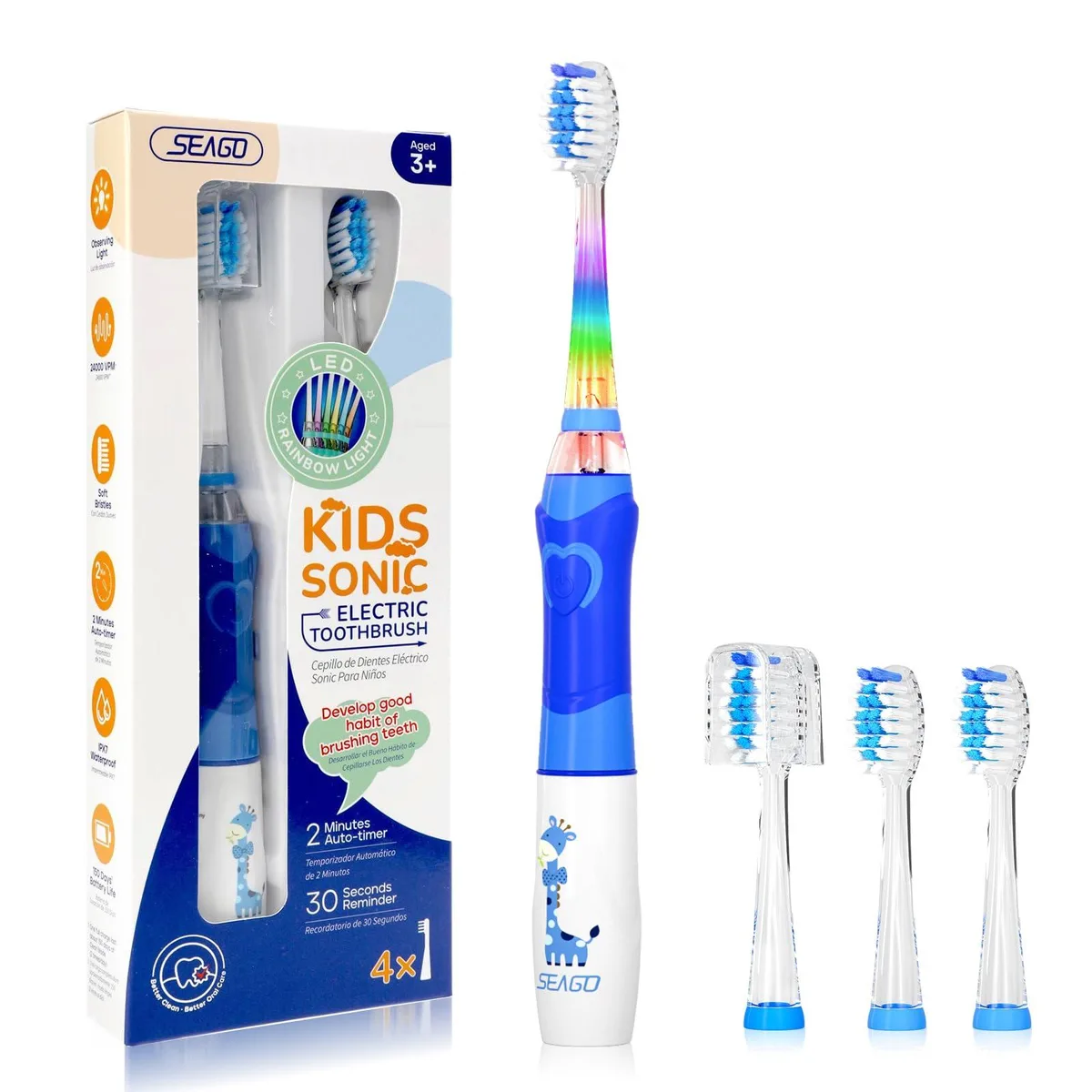Waterpik SG-977 Oral Care Electric Toothbrush 24000 Strokes 2 Min Timer 4 Heads IPX7 White — product photo