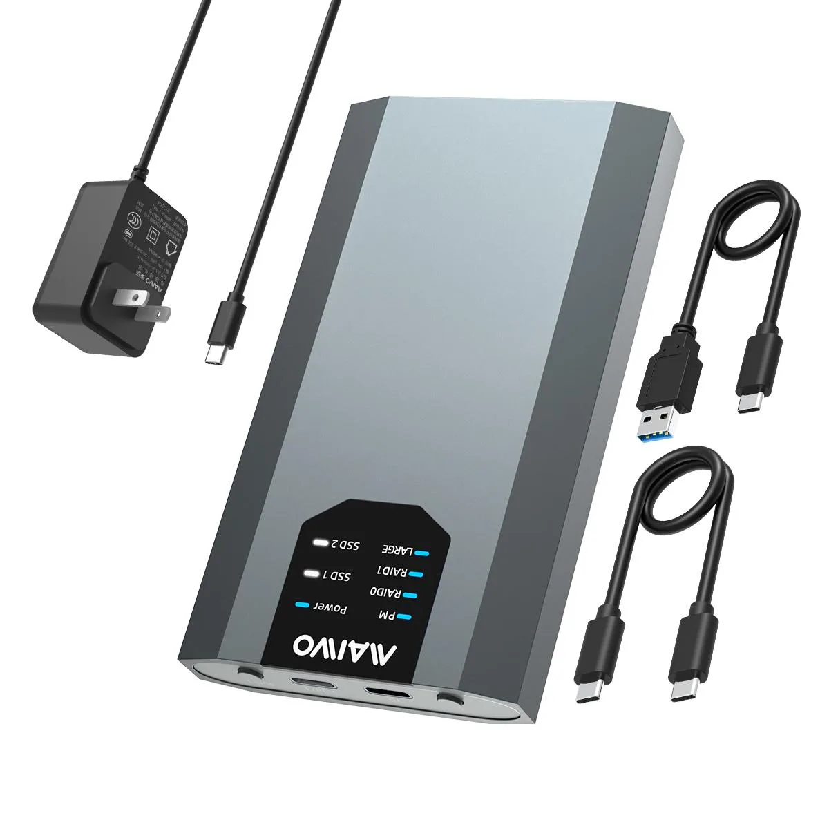 MAIWO MAIWO Dual M.2 NVMe SSD Enclosure 2 Bay RAID Grey — foto produk