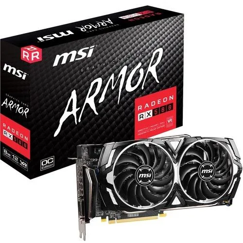 MSI Radeon RX 580 ARMOR X dual-fan graphics card black metal finish