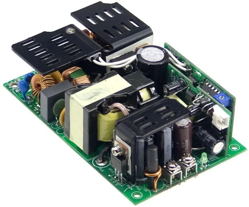 Open-frame 141.6 W 24 V 5.9 A power supply on a 4 by 2 inch PCB