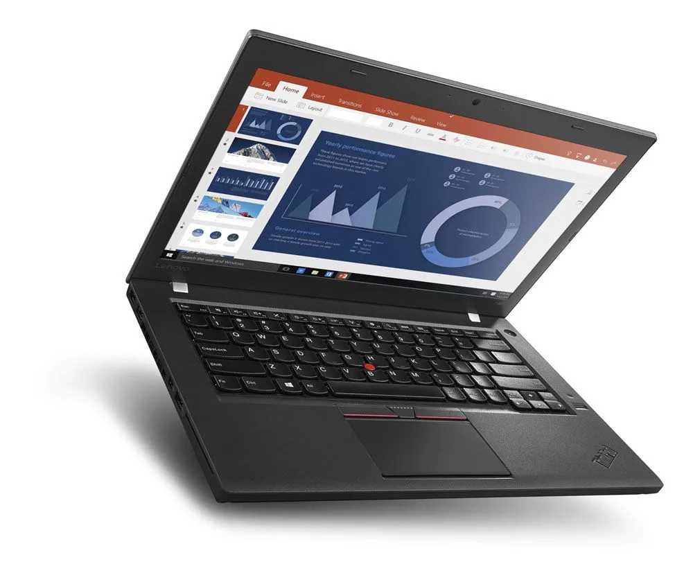 Black 14.0 inch ThinkPad T460 laptop closed on desk