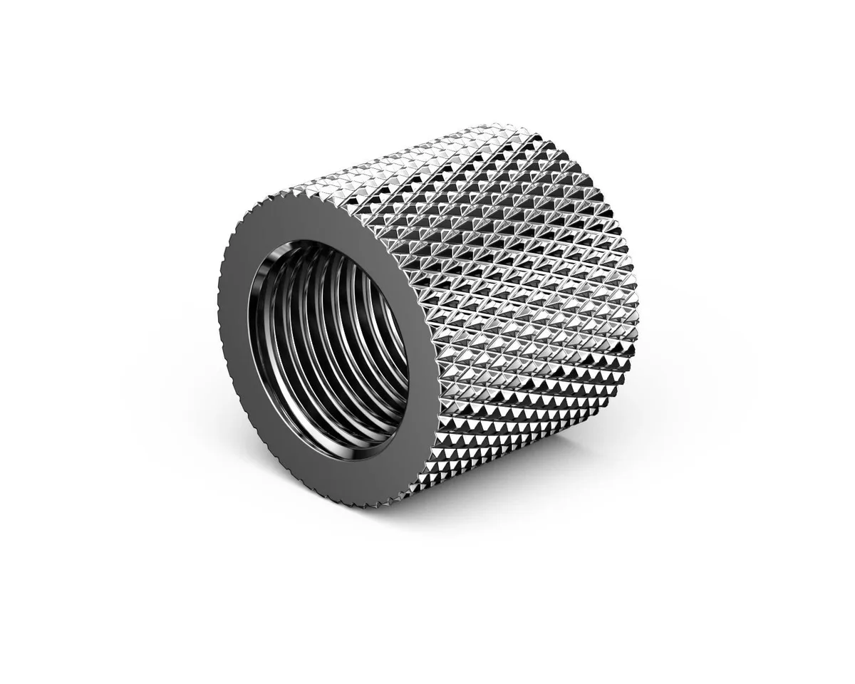 PrimoChill PrimoChill Dual Female G1/4 Straight Coupler Nickel Silver 16mm x 18.5mm — 商品照片