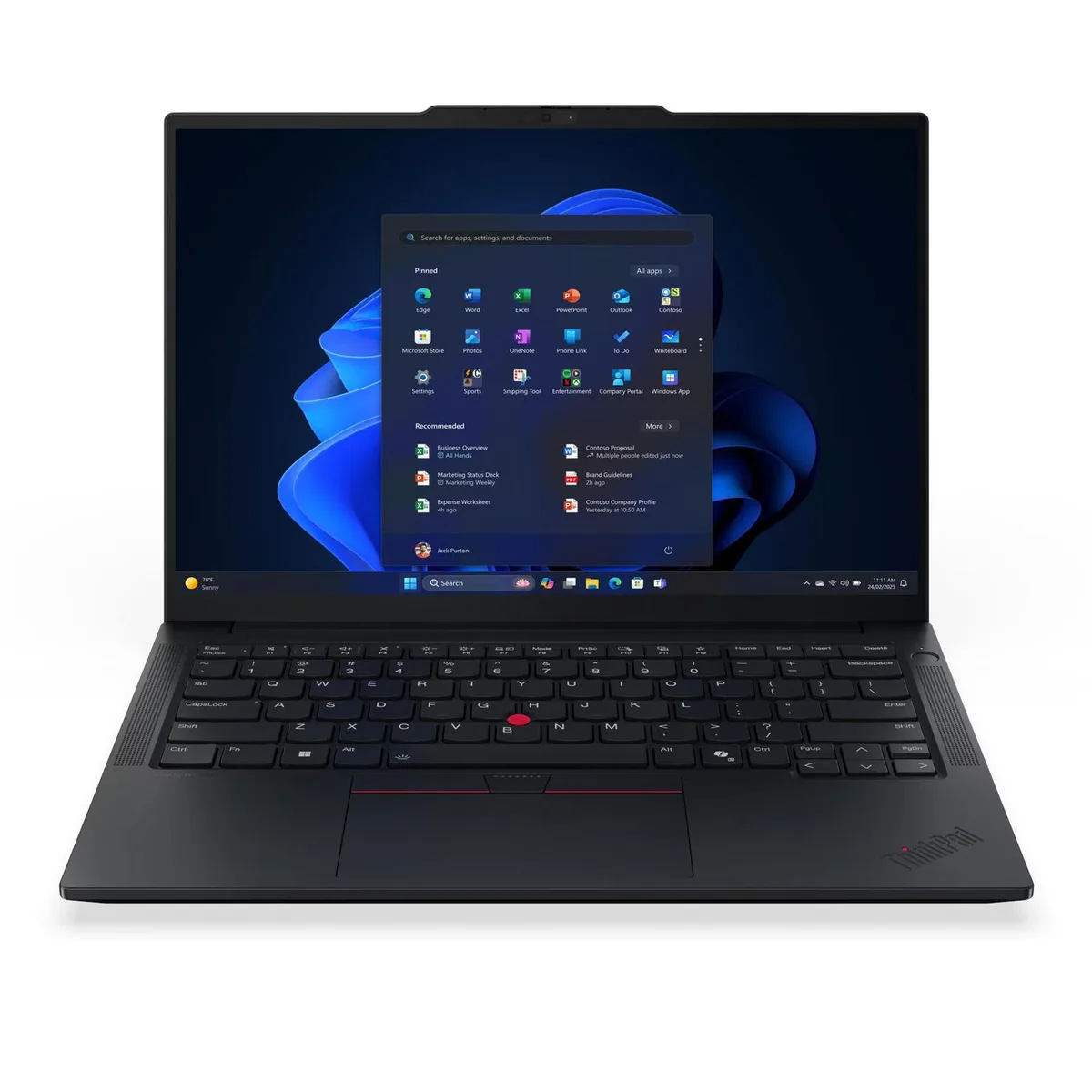 Silver ThinkPad E14 Gen 7 laptop closed, 14 inch matte display, slim profile
