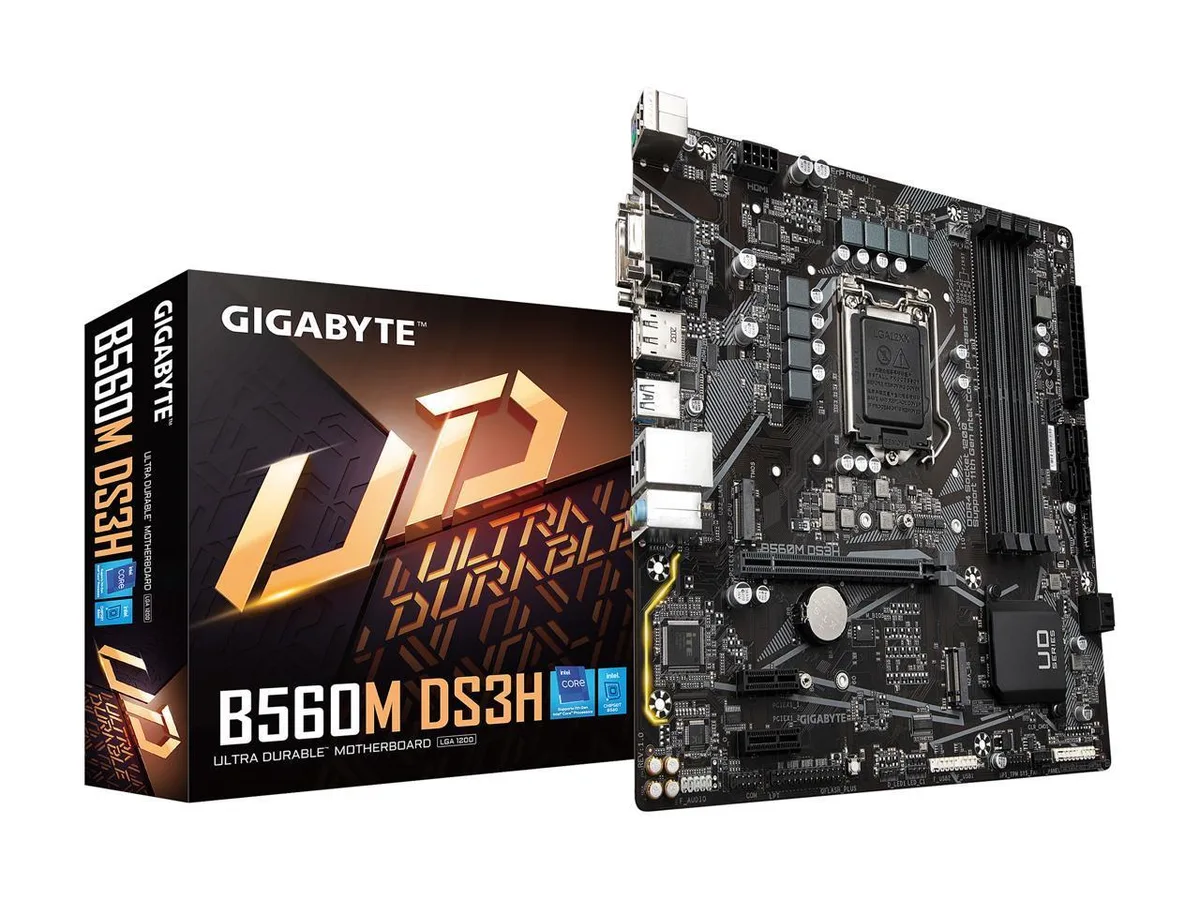 Green Micro ATX motherboard with silver CPU socket and four black DDR4 slots