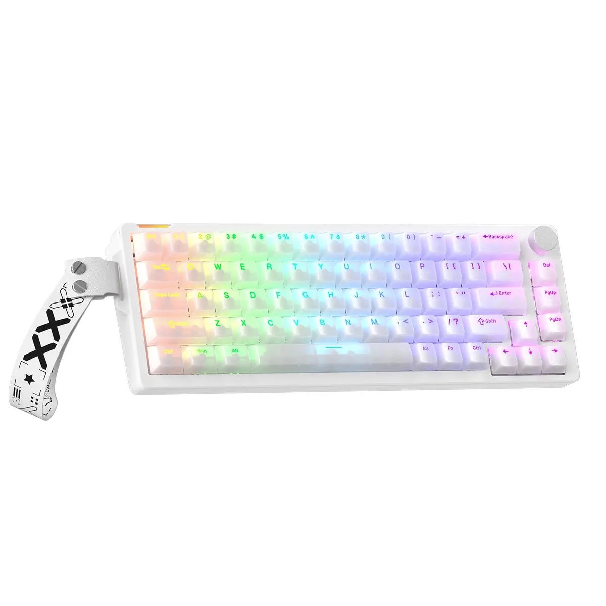Azend 68% Wired Gaming Keyboard White RGB Gasket 8000 Hz Cream Switches Hot-Swap PBT Keycaps Volume Knob — productfoto