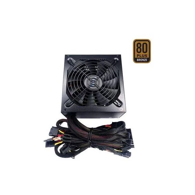 Black metal ATX power supply unit with 135mm fan and cable bundle