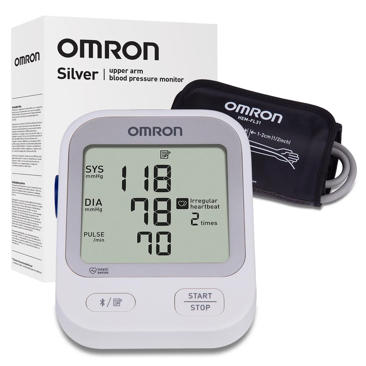 Omron BP5255 Silver Upper Arm Blood Pressure Monitor — product photo
