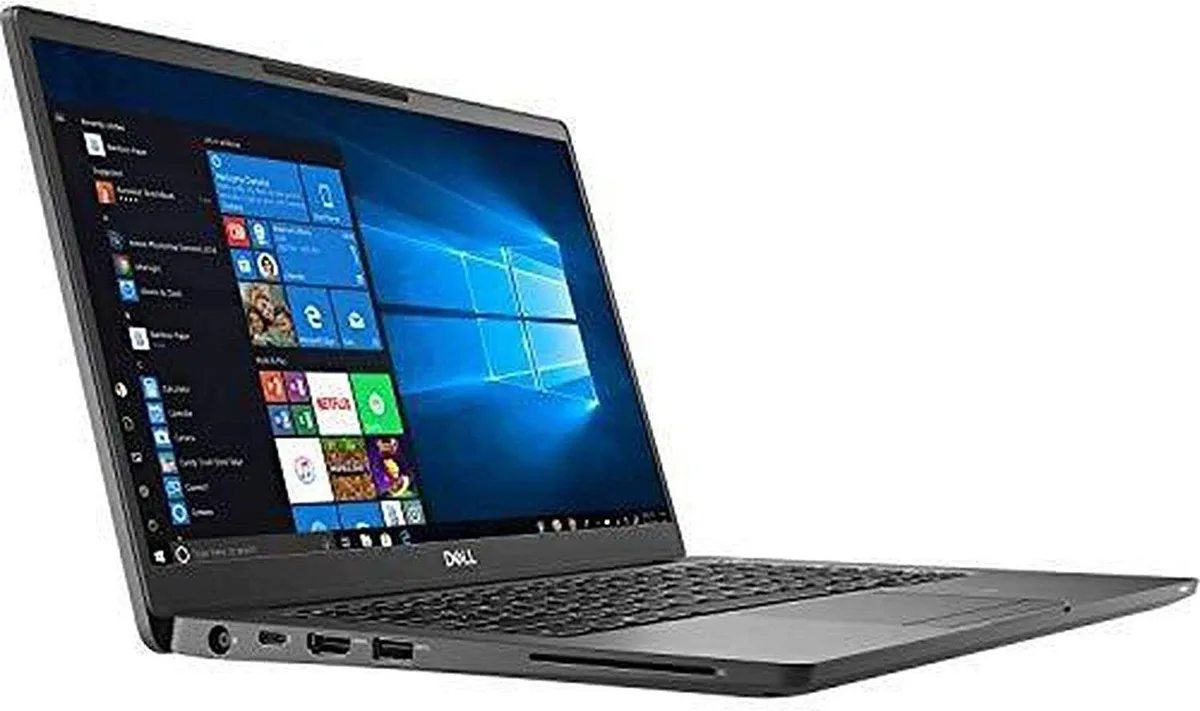 Black Dell Latitude 7400 14 inch laptop closed view
