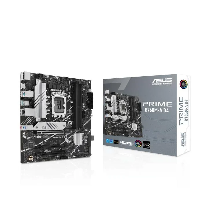 ASUS ASUS Prime B760M-A D4 Intel B760 LGA 1700 13 12 Gen mATX Motherboard PCIe 4.0 2xM.2 — product photo