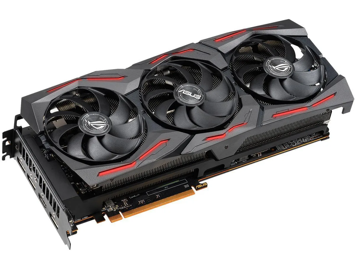 ASUS ROG Strix RX 5600 XT TOP graphics card with triple-fan cooler and metal backplate