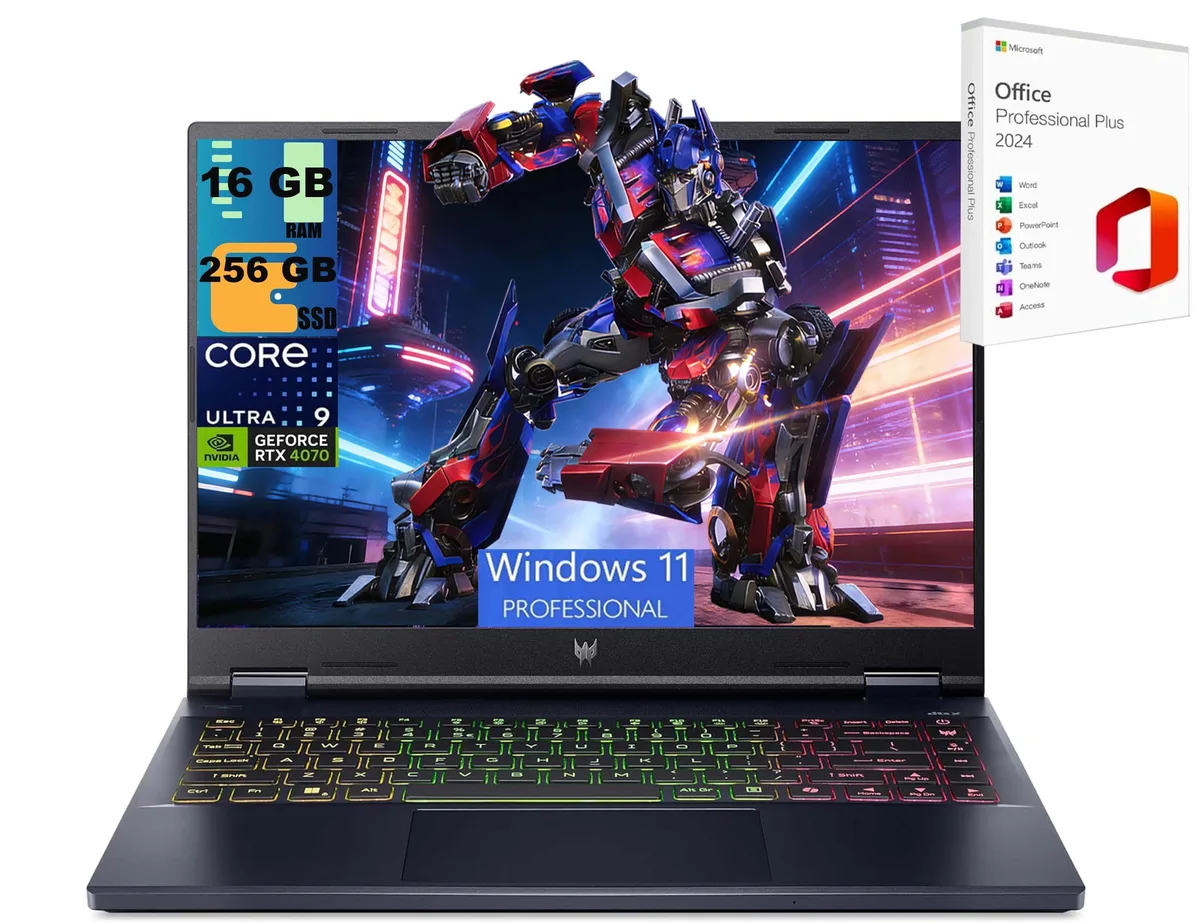 Black 14.5 inch gaming laptop with RGB backlit keyboard