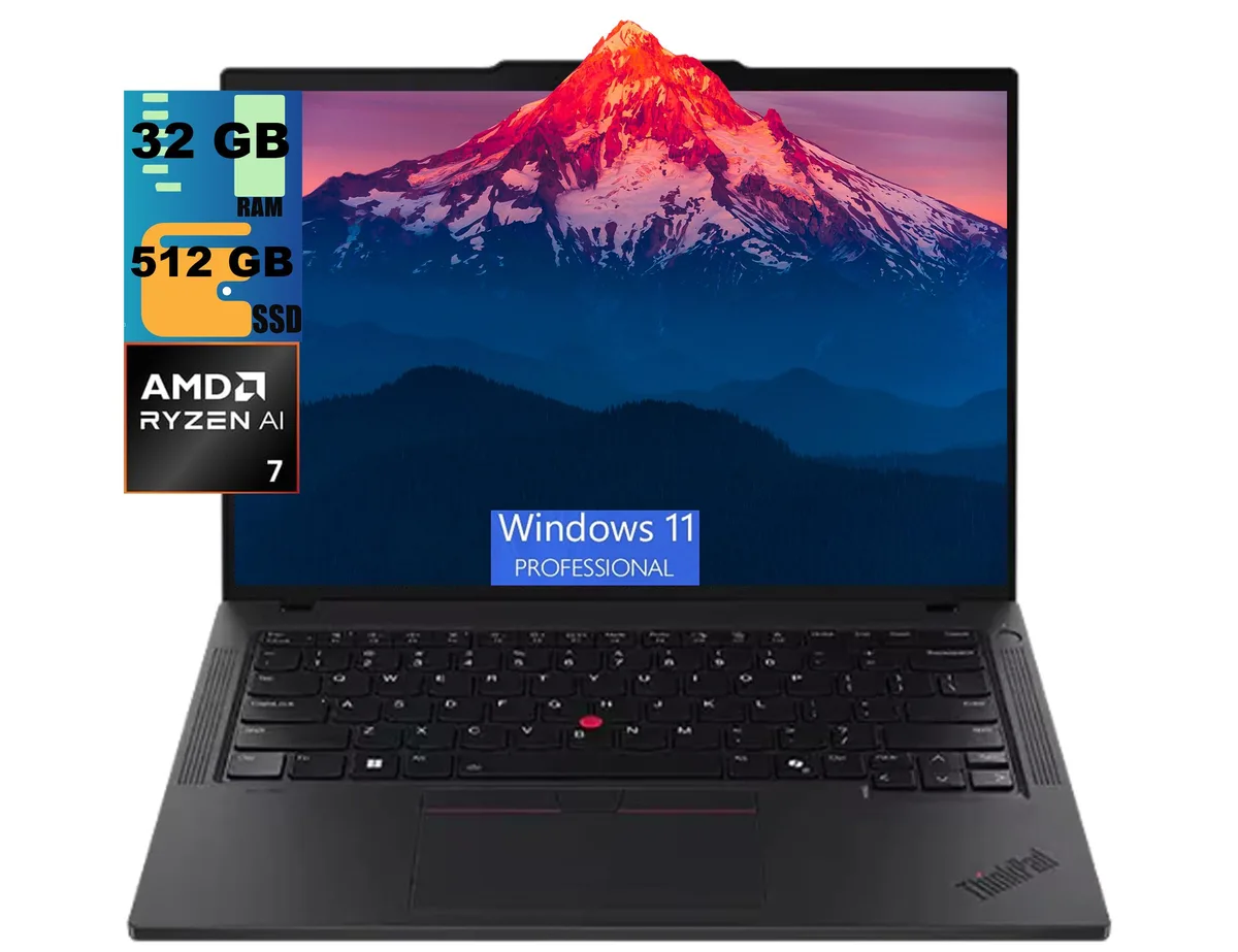 Black ThinkPad P14s laptop closed, matte finish, 14 inch form factor
