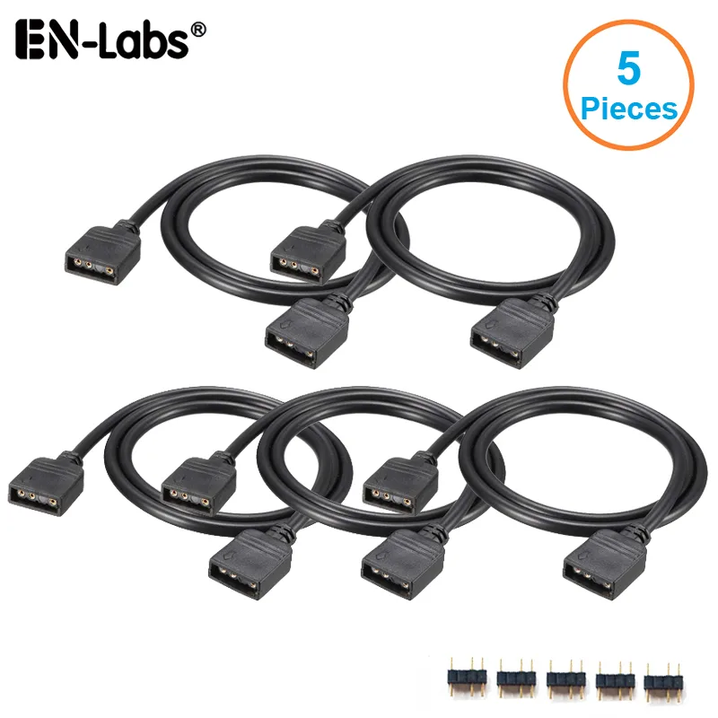 EN-Labs EN-Labs 5V 3pin ARGB Female-Female Extension Cable 1.64FT 5 Pack — ภาพสินค้า