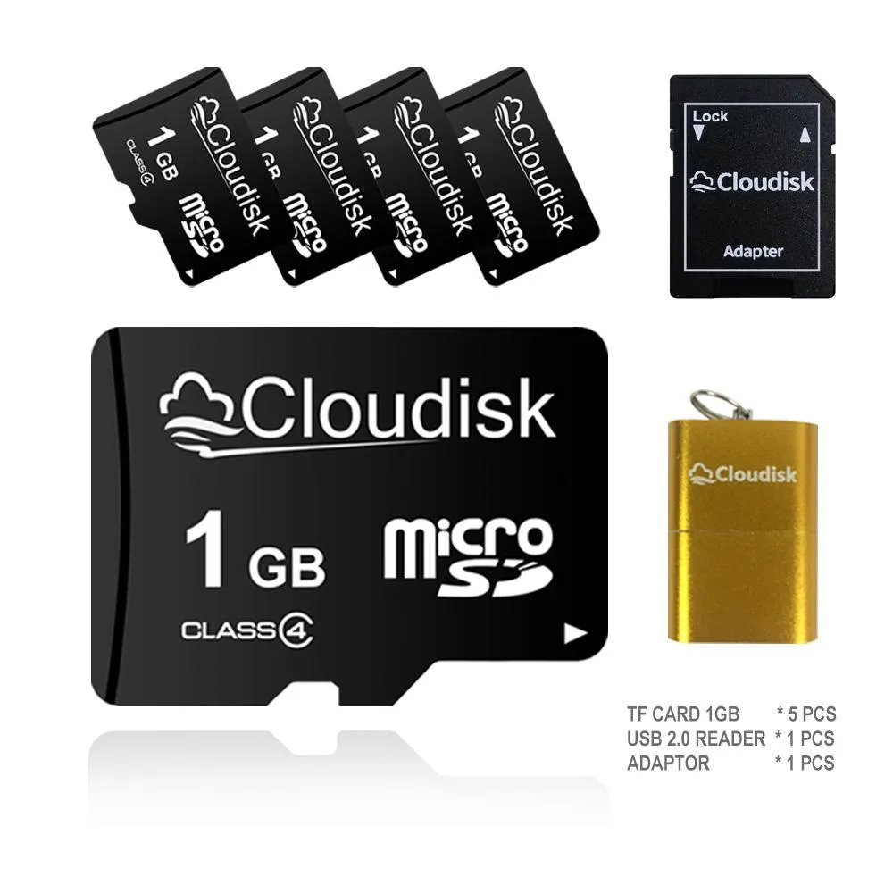 Cloudisk Cloudisk MicroSD 1GB 5 Pack with SD Adapter and USB Flash Drive Adapter — fotografija proizvoda