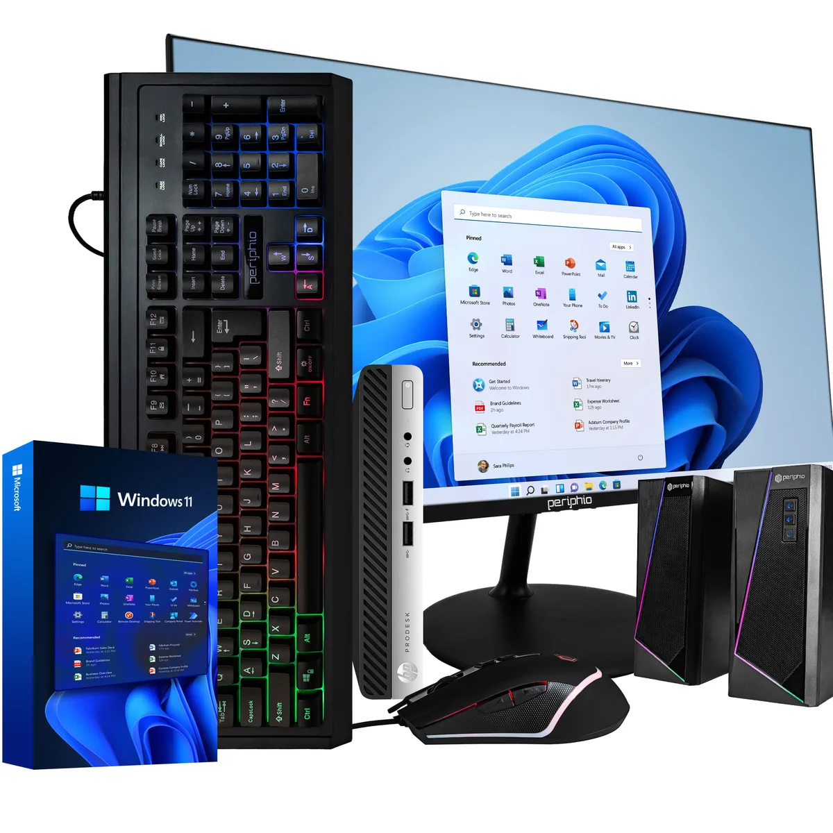 HP HP ProDesk 400G4 Mini PC i5-8500T 16GB 500GB SSD 1TB HDD 24" Monitor — product photo