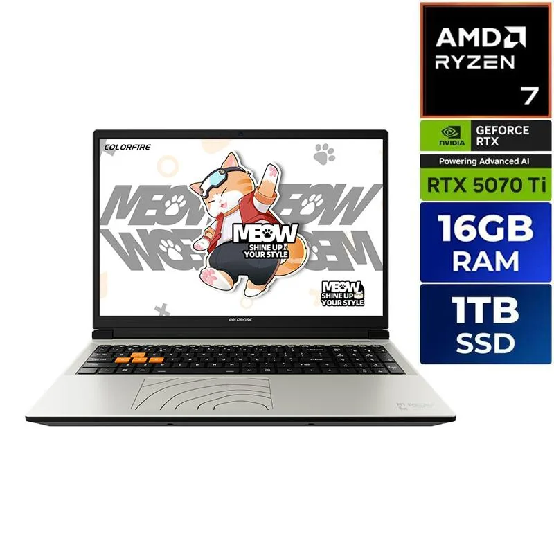Colorfire Colorfire MEOW R16 Pro RTX 5070 Ti 12GB gaming laptop — product photo