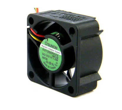 Black square 40mm fan, 20mm thick, 3-wire 12V 1.6W