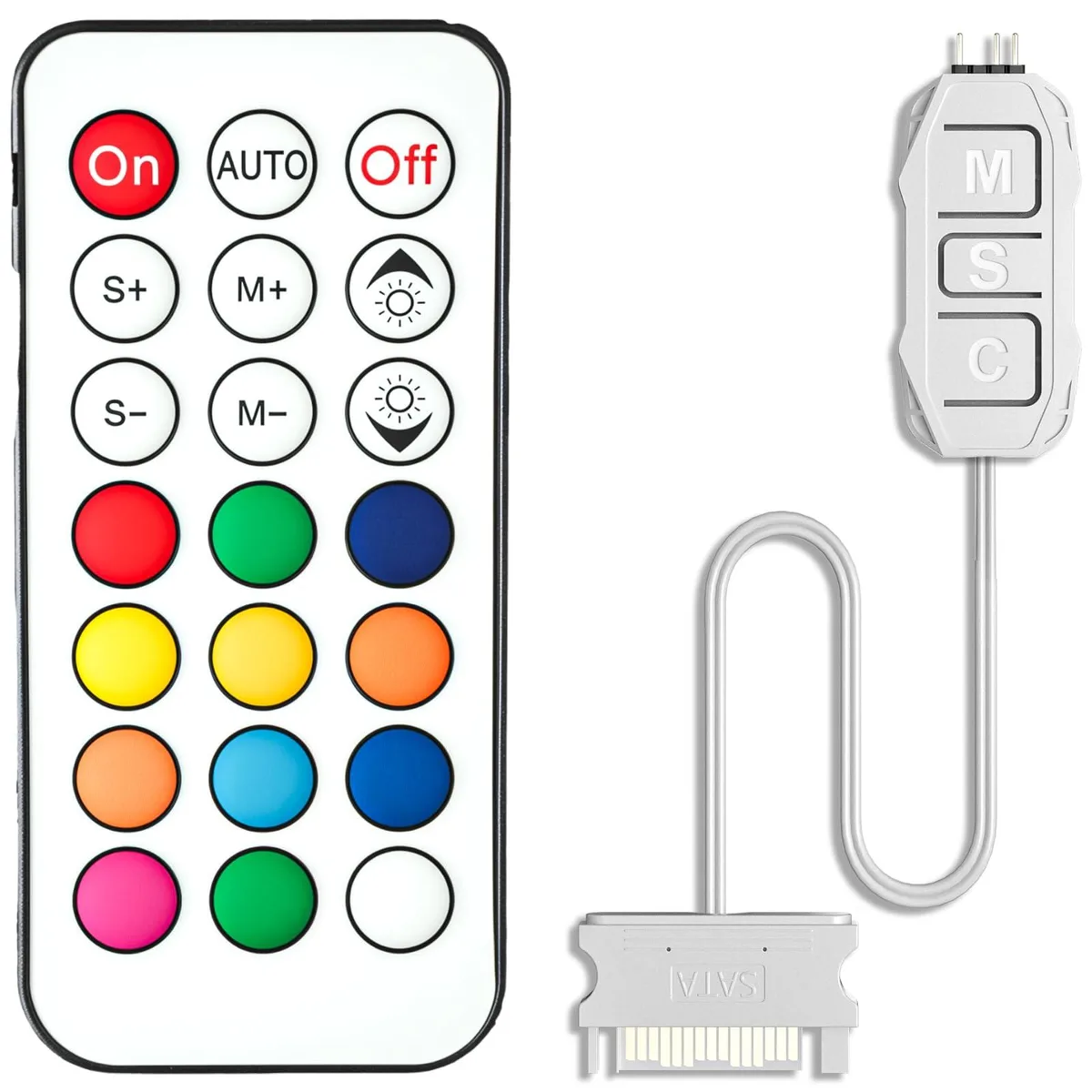  GSCOLER ARGB Controller Kit White, 21-Key Remote, SATA Power — foto del producto