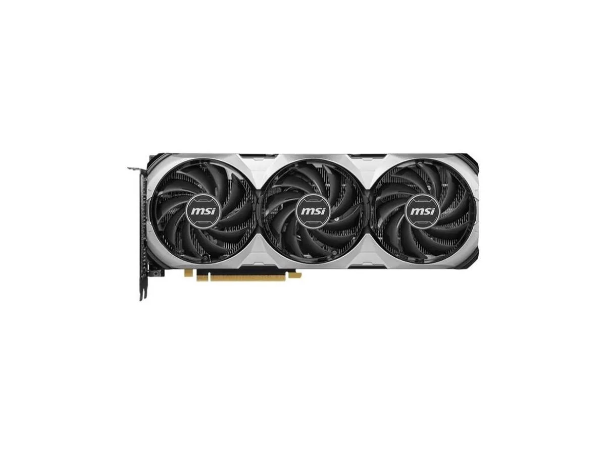 MSI GeForce RTX 4060 Ti VENTUS 3X 8G OC graphics card with triple axial fans, black metal shroud and silver backplate