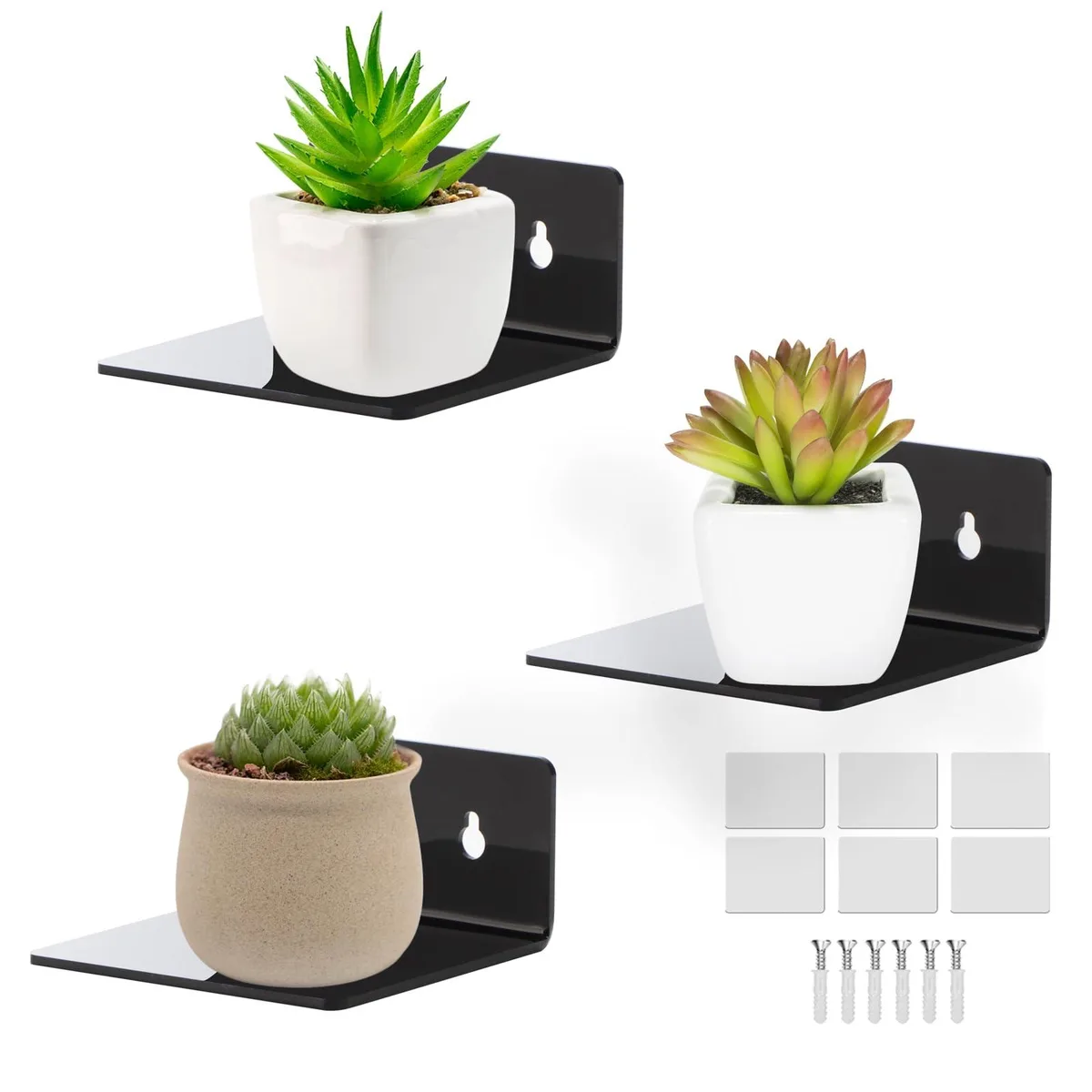  LUOBAO Y1-0133 3.9 in Acrylic Floating Shelves 3 Pack — fotografia produktu