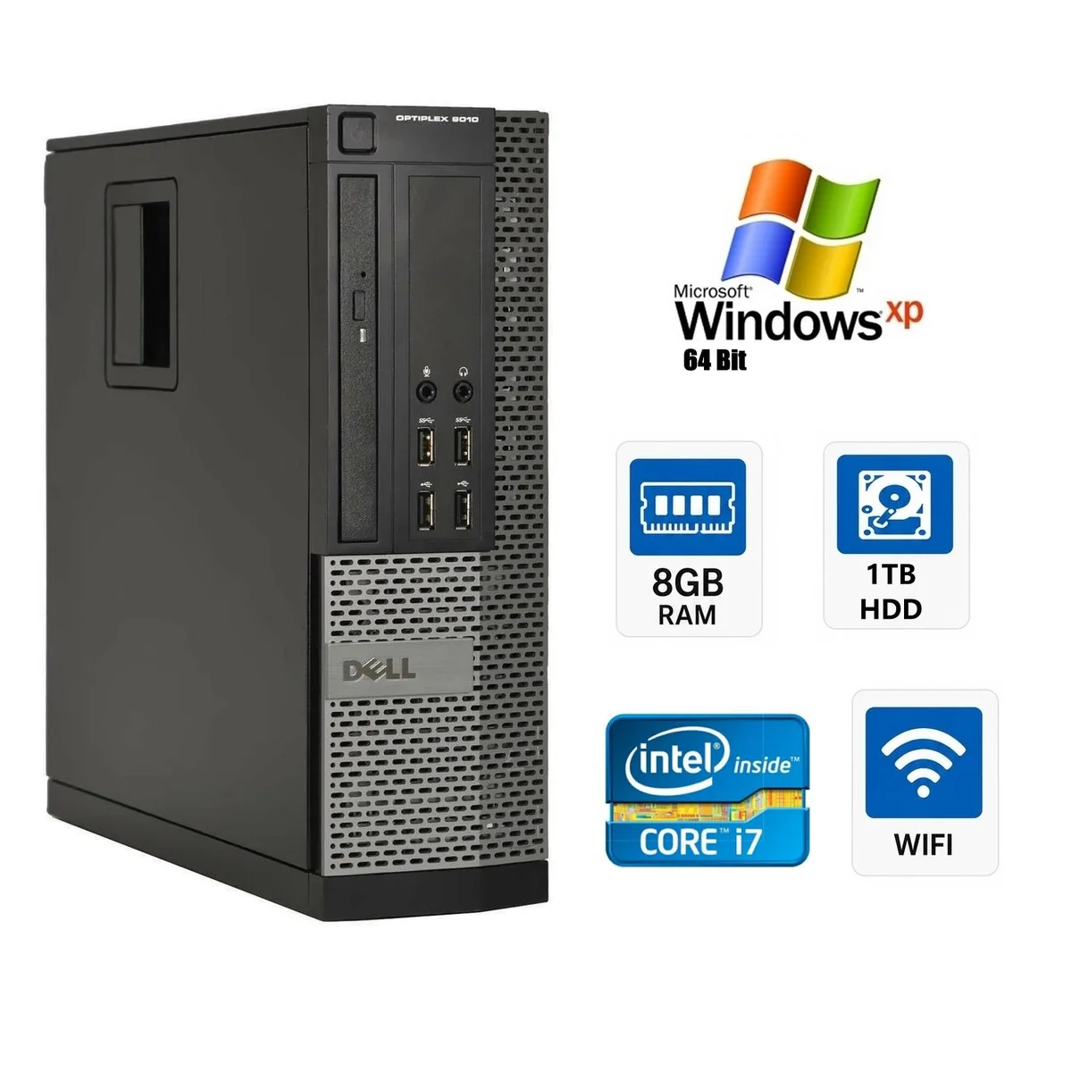 Black Dell OptiPlex 9010 small form factor desktop tower