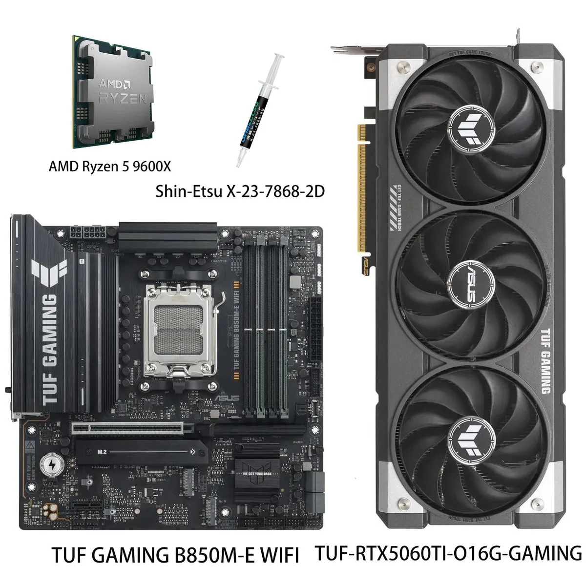 ASUS TUF Gaming RTX 5060 Ti graphics card, grey triple-fan cooler, 16GB GDDR7