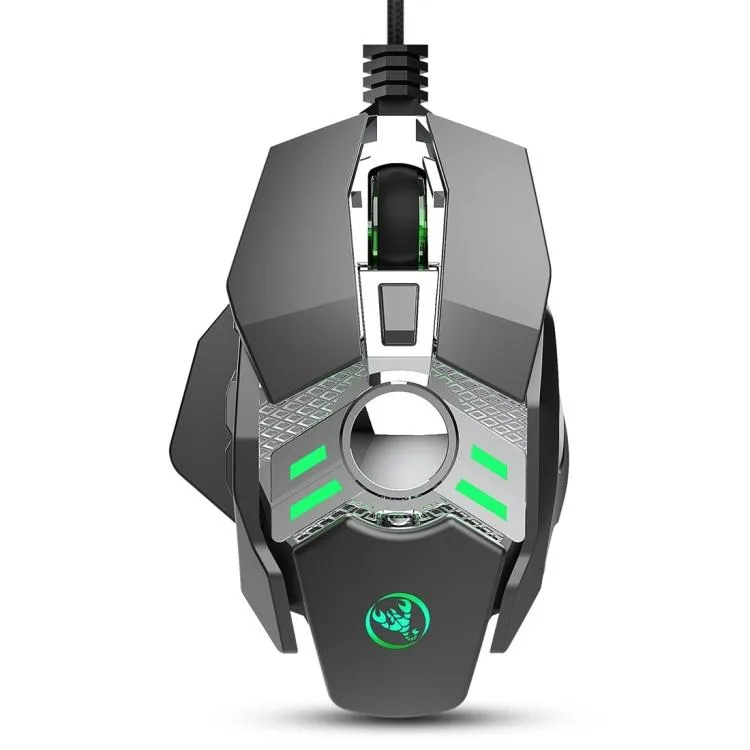 Silver-grey wired gaming mouse with sandblasted aluminium base and RGB lighting