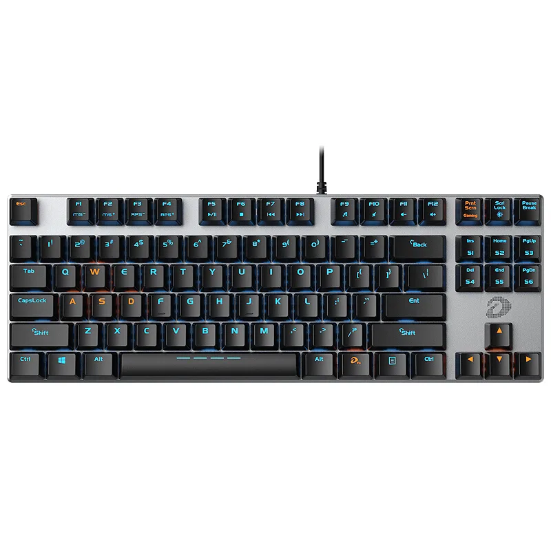 Tenkeyless black mechanical keyboard with aluminium top cover and suspended keycaps