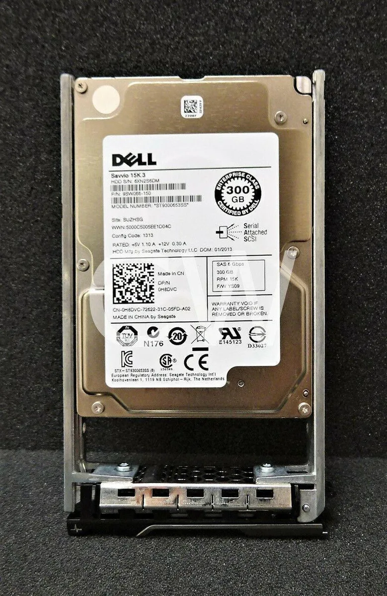2.5 inch SAS hard drive in silver metal caddy tray