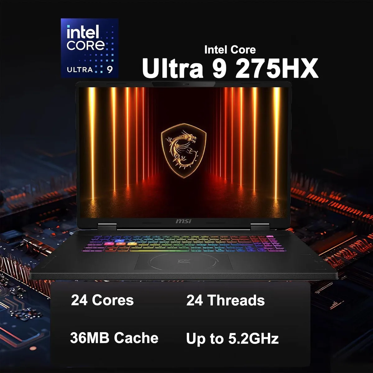 Black 18 inch gaming laptop with QHD plus display and RGB keyboard