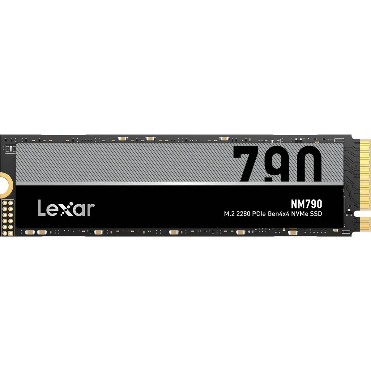 Green circuit board M.2 2280 SSD with black label