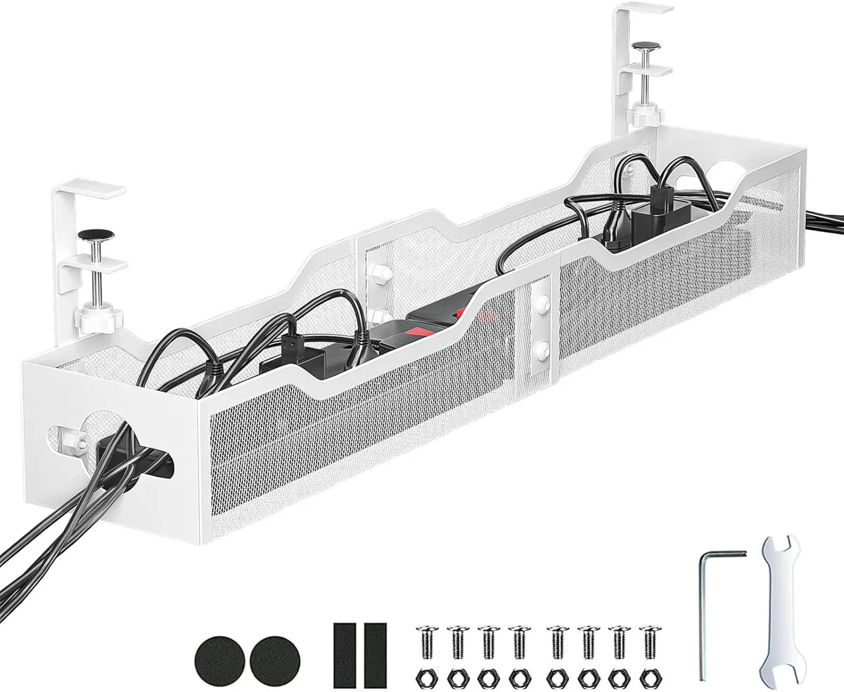 BFKK BFKK 25" Under Desk Cable Management Tray White Clamp — foto del producto
