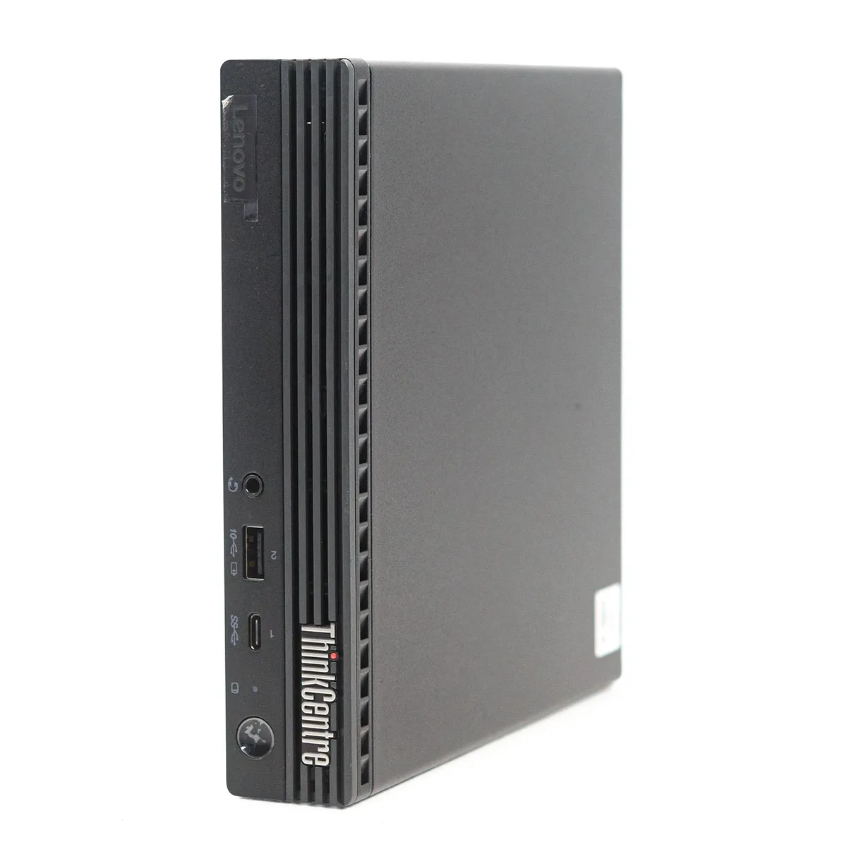 Small black rectangular mini desktop computer with matte finish