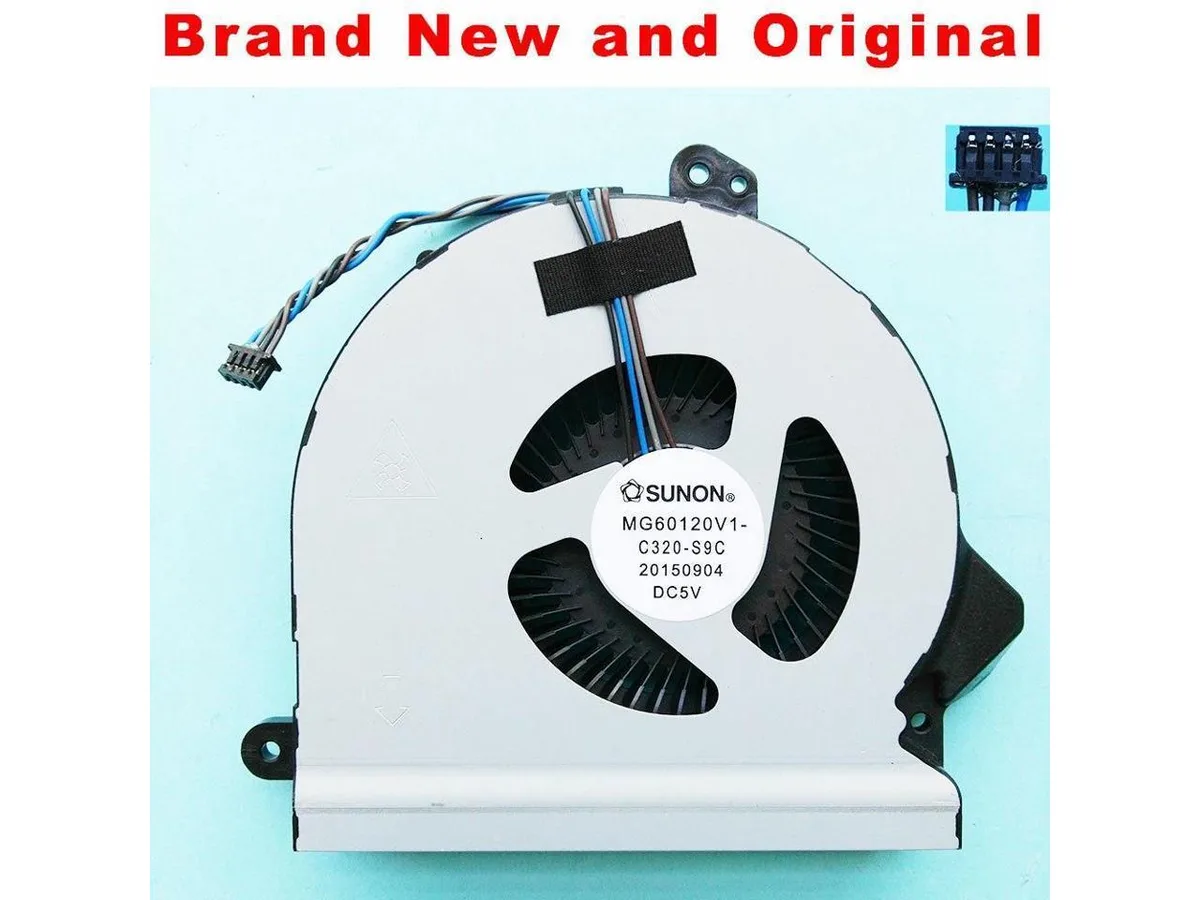 Small rectangular laptop CPU cooling fan with black plastic frame and visible rotor blades