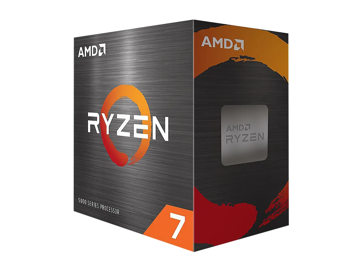 Square green ceramic processor with gold contact pads and silver AMD Ryzen heatspreader text