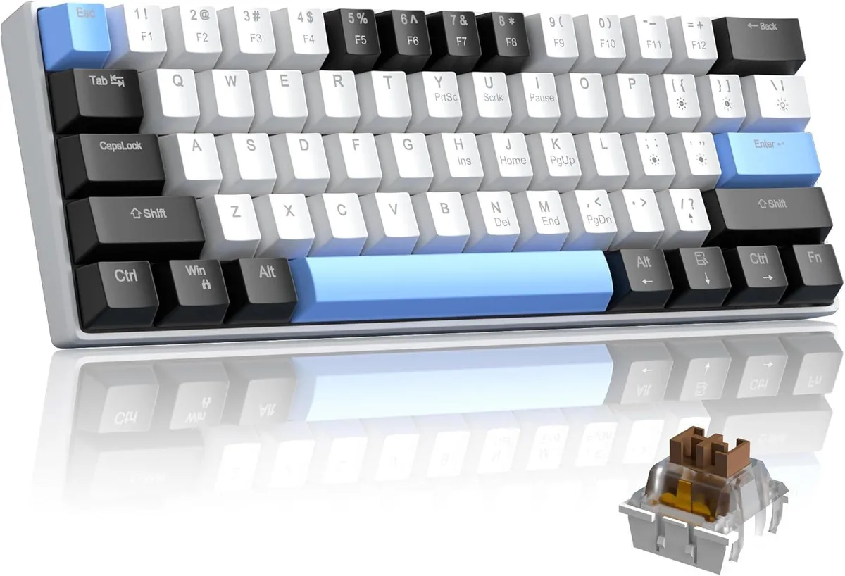 usbroway usbroway 60% Mechanical Gaming Keyboard Brown Switches 61 Keys Blue LED Type-C — product photo
