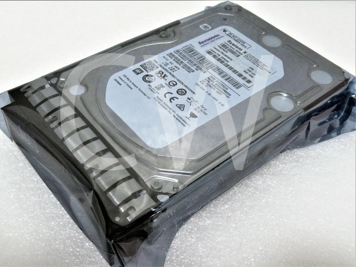 IBM 6TB 3.5 inch SAS hard drive in silver caddy tray