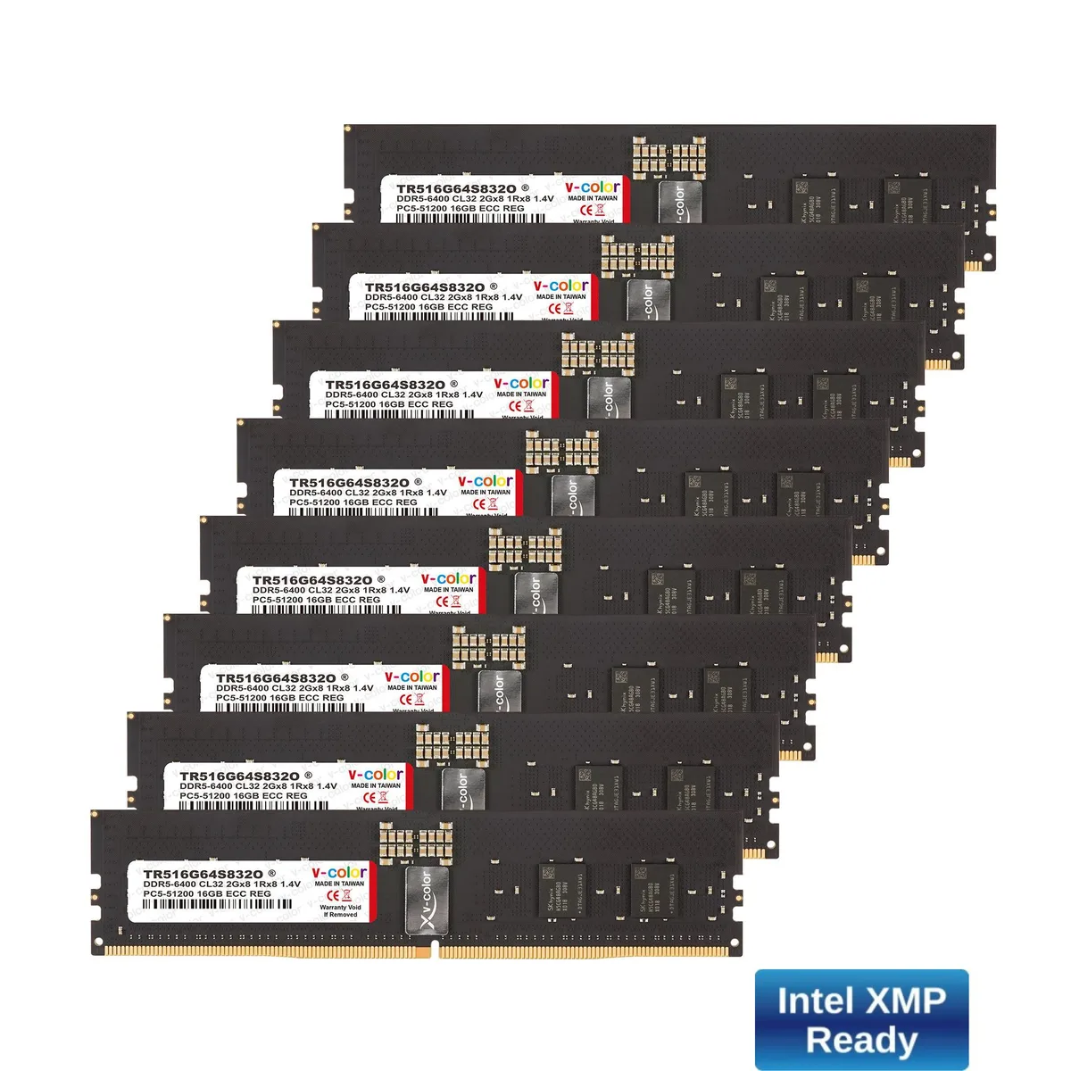 V-color V-color TR516G64S832O 128GB (16GBx8) DDR5 6400 CL32 ECC R-DIMM memory upgrade — ürün fotoğrafı
