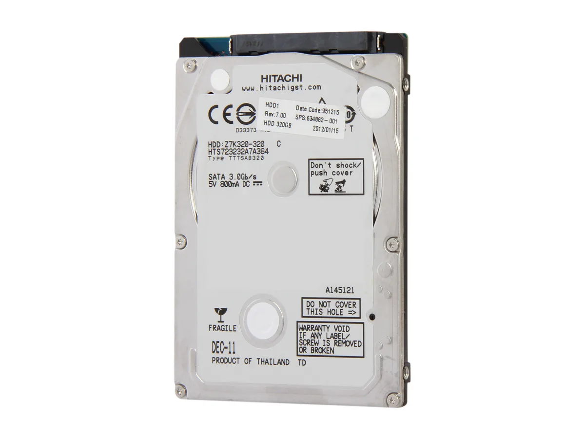 HGST HGST HTS723232A7A364 320GB 7200 RPM 16MB Cache SATA 3.0Gb/s 2.5" 7mm laptop hard drive — product photo