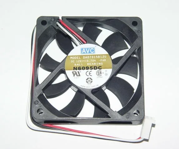 Small black square 70mm fan with 15mm depth and three-pin connector