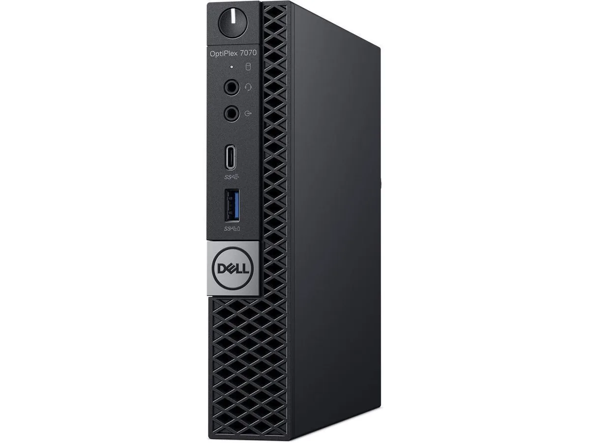 Small black rectangular desktop tower with front ports