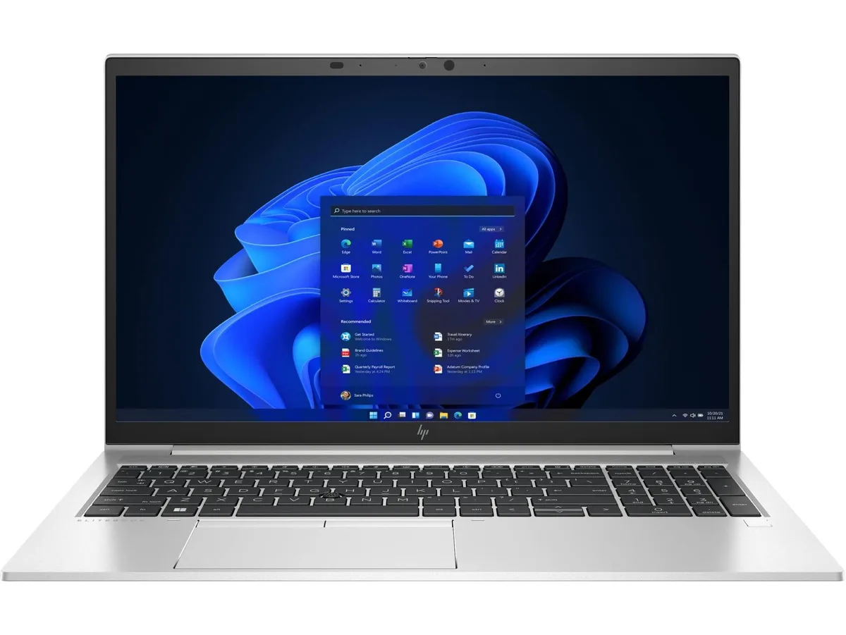 Silver 15.6-inch business laptop with backlit keyboard and matte display
