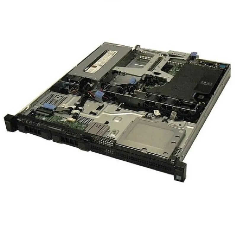 Silver 1U rack server with front drive bays and DVD slot