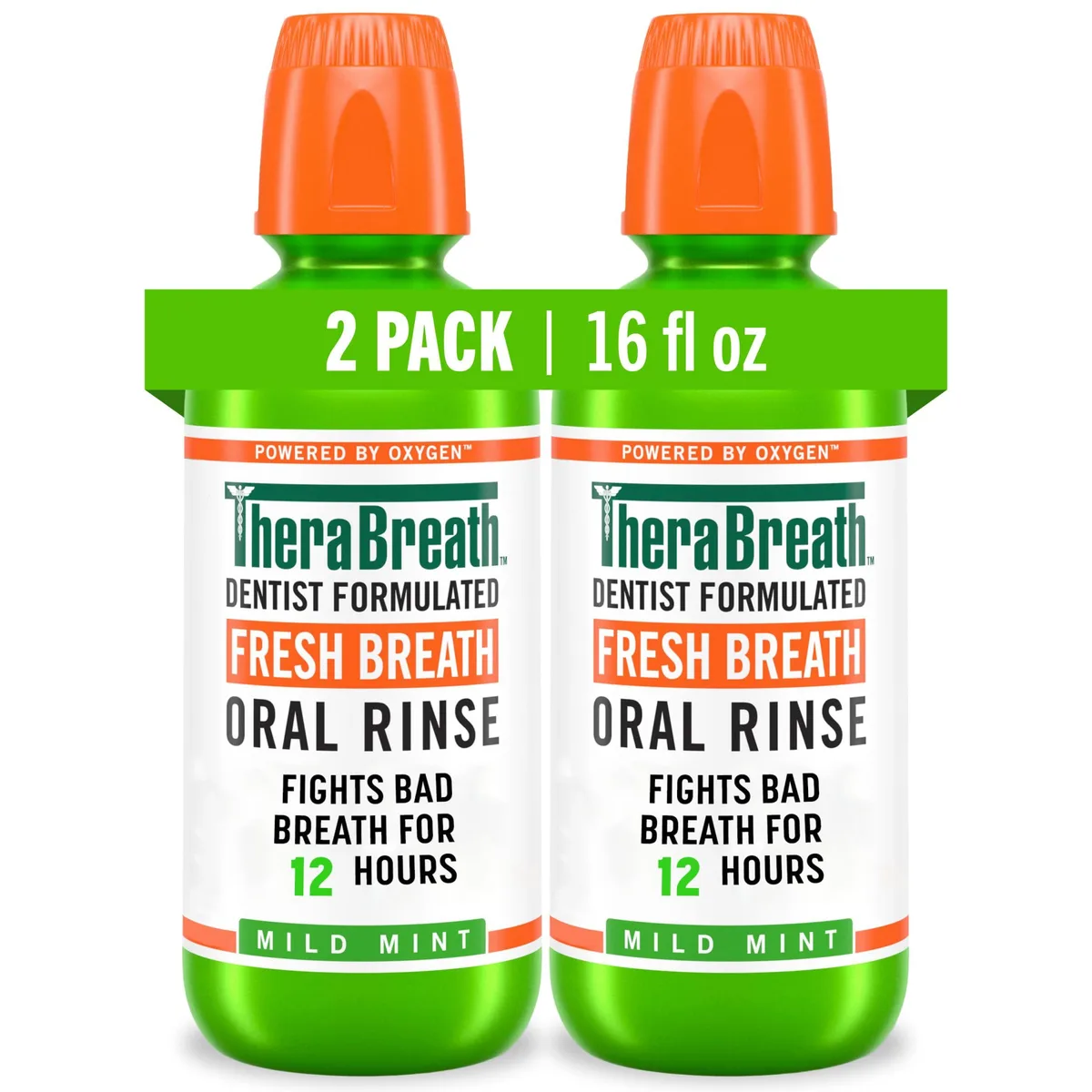  TheraBreath 697029284377 Mild Mint Mouthwash 16 Fl Oz 2-Pack oral care — product photo