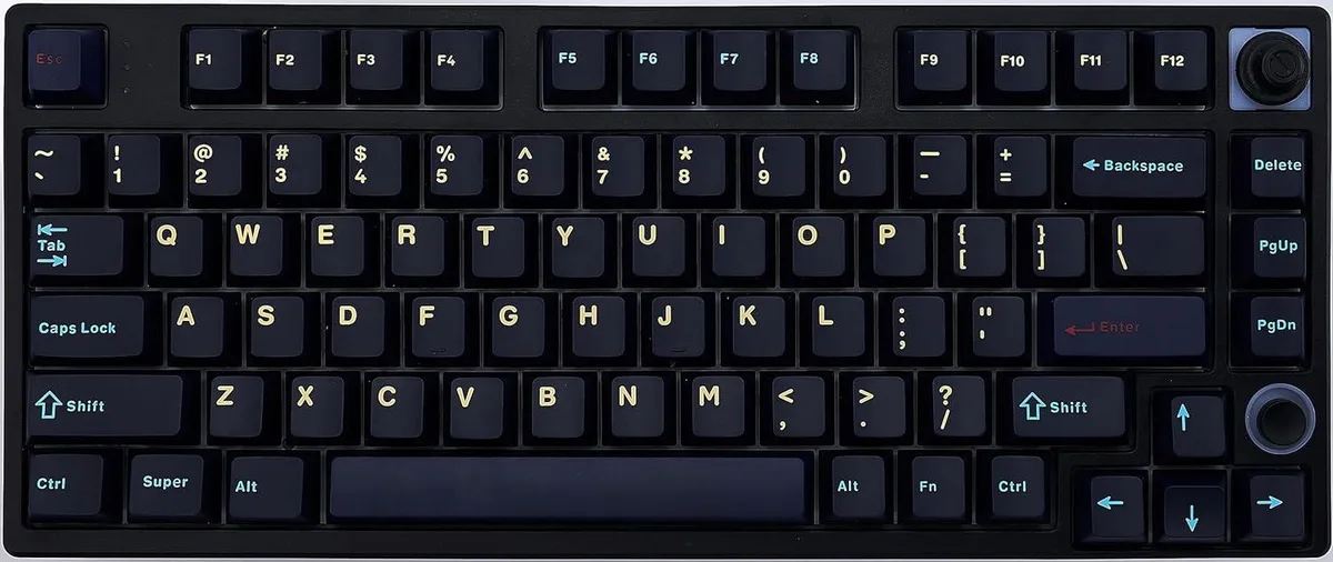 BFKK BFKK 80 Keys 75% Mechanical Gaming Keyboard Cherry MX Brown PBT Keycaps Volume Knob — photo du produit