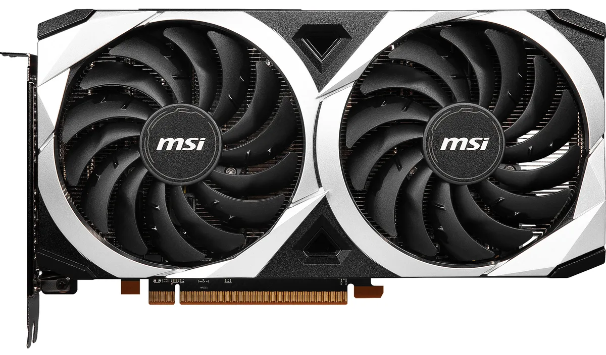 MSI Radeon RX 6650 XT graphics card with dual fans and silver finish