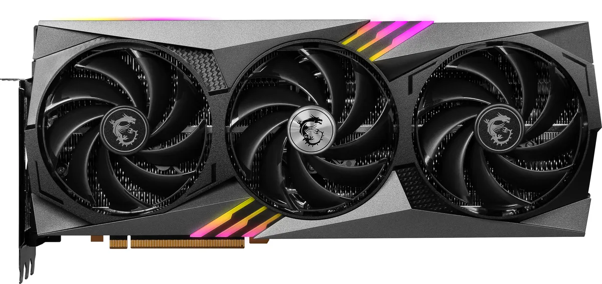 MSI RTX 4090 Gaming X Trio triple-fan graphics card in black and silver