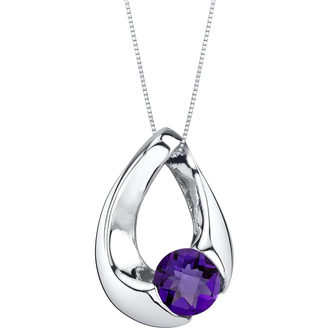 Oravo Oravo Amethyst Sterling Silver Slider Pendant Necklace 18" .75 ct .925 — foto do produto